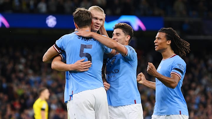 Erling Haaland celebrates his winner for Manchester City