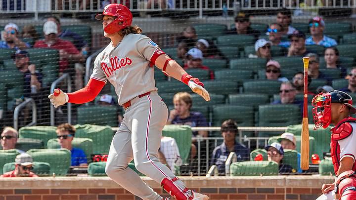 Sep 13, 2026; Cumberland, Georgia, USA; Philadelphia Phillies first baseman Alec Bohm (28) hits a double to drive in two runs against the Atlanta Braves during the eighth inning at Truist Park. Mandatory Credit: Dale Zanine-Imagn Images Sep 13, 2026; Cumberland, Georgia, USA; Philadelphia Phillies first baseman Alec Bohm (28) hits a double to drive in two runs against the Atlanta Braves during the eighth inning at Truist Park. Mandatory Credit: Dale Zanine-Imagn Images
