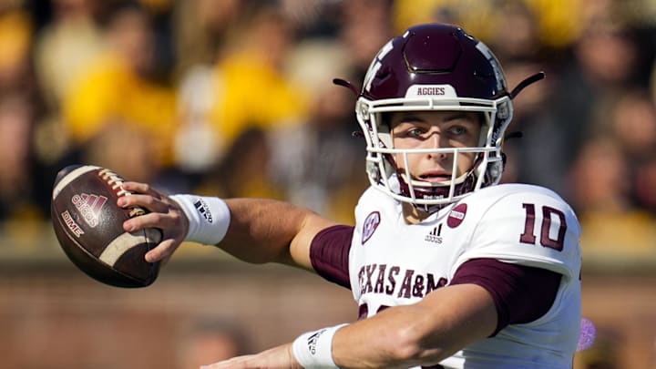 Texas A&M quarterback Zach Calzada against the Missouri Tigers. Texas A&M quarterback Zach Calzada against the Missouri Tigers.