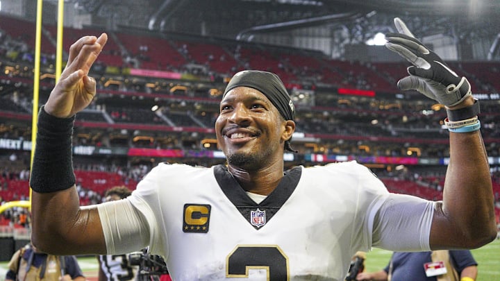 Jameis Winston celebrates a Week 1 victory over the Atlanta Falcons