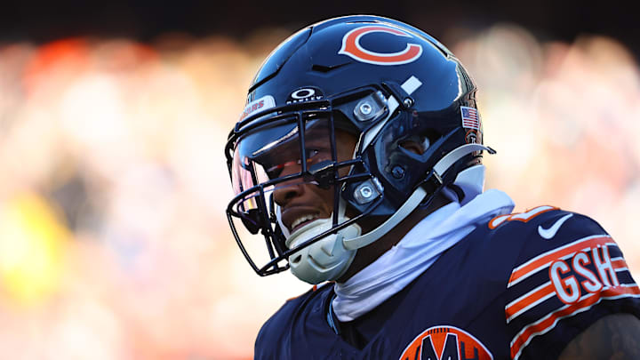 Nov 23, 2025; Chicago, Illinois, USA; Chicago Bears wide receiver DJ Moore (2) reacts during the second half at Soldier Field. Mandatory Credit: Mike Dinovo-Imagn Images Nov 23, 2025; Chicago, Illinois, USA; Chicago Bears wide receiver DJ Moore (2) reacts during the second half at Soldier Field. Mandatory Credit: Mike Dinovo-Imagn Images