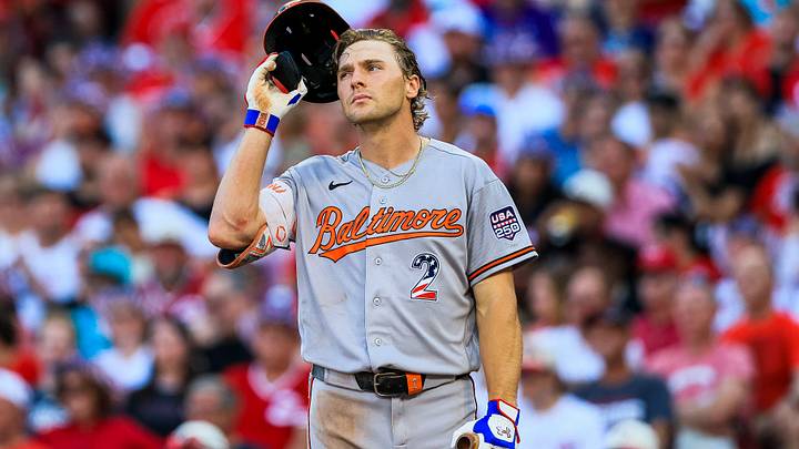 Jul 4, 2026; Cincinnati, Ohio, USA; Baltimore Orioles shortstop Gunnar Henderson (2) at bat in the second inning against the Cincinnati Reds at Great American Ball Park. Mandatory Credit: Katie Stratman-Imagn Images Jul 4, 2026; Cincinnati, Ohio, USA; Baltimore Orioles shortstop Gunnar Henderson (2) at bat in the second inning against the Cincinnati Reds at Great American Ball Park. Mandatory Credit: Katie Stratman-Imagn Images