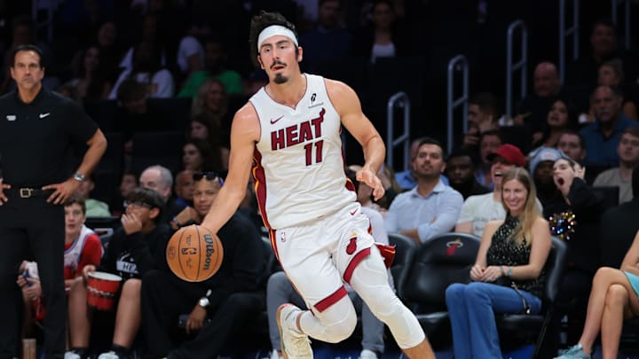 Oct 28, 2025; Miami, Florida, USA; Miami Heat guard Jaime Jaquez Jr. (11) drives to the basket against Charlotte Hornets during the fourth quarter at Kaseya Center. Mandatory Credit: Sam Navarro-Imagn Images Oct 28, 2025; Miami, Florida, USA; Miami Heat guard Jaime Jaquez Jr. (11) drives to the basket against Charlotte Hornets during the fourth quarter at Kaseya Center. Mandatory Credit: Sam Navarro-Imagn Images