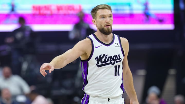 Nov 8, 2024; Sacramento, California, USA; Sacramento Kings forward Domantas Sabonis (11) during the first quarter against the Los Angeles Clippers at Golden 1 Center. Mandatory Credit: Sergio Estrada-Imagn Images