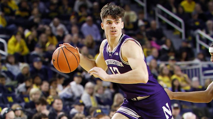 Northwestern Wildcats guard Brooks Barnhizer (13) dribbles in the second half 