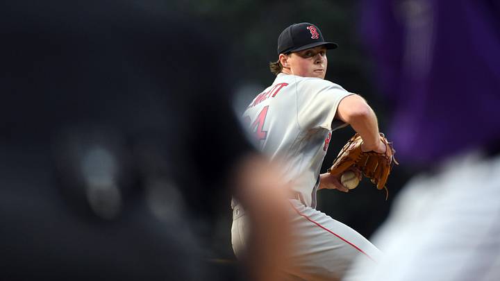 Jun 22, 2026; Denver, Colorado, USA; Boston Red Sox pitcher Jake Bennett (64) pitches in the first inning against the Colorado Rockies at Coors Field. Mandatory Credit: Christopher Hanewinckel-Imagn Images Jun 22, 2026; Denver, Colorado, USA; Boston Red Sox pitcher Jake Bennett (64) pitches in the first inning against the Colorado Rockies at Coors Field. Mandatory Credit: Christopher Hanewinckel-Imagn Images