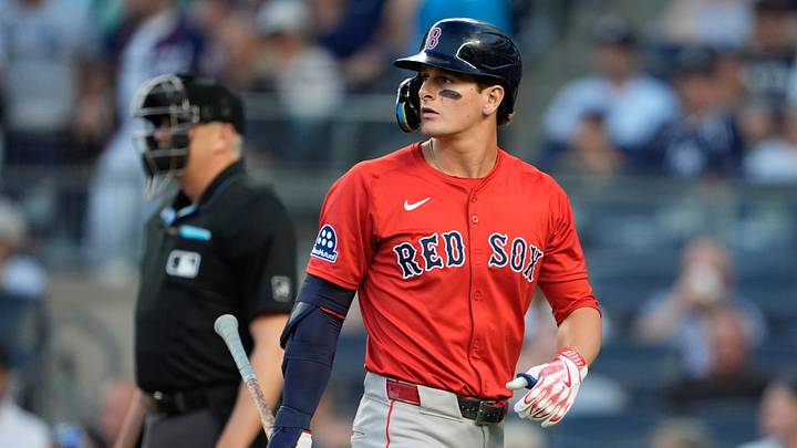 Aug 22, 2025; Bronx, New York, USA; Boston Red Sox right fielder Roman Anthony (19) after an at bat against the New York Yankees during the first inning at Yankee Stadium. Mandatory Credit: Gregory Fisher-Imagn Images Aug 22, 2025; Bronx, New York, USA; Boston Red Sox right fielder Roman Anthony (19) after an at bat against the New York Yankees during the first inning at Yankee Stadium. Mandatory Credit: Gregory Fisher-Imagn Images