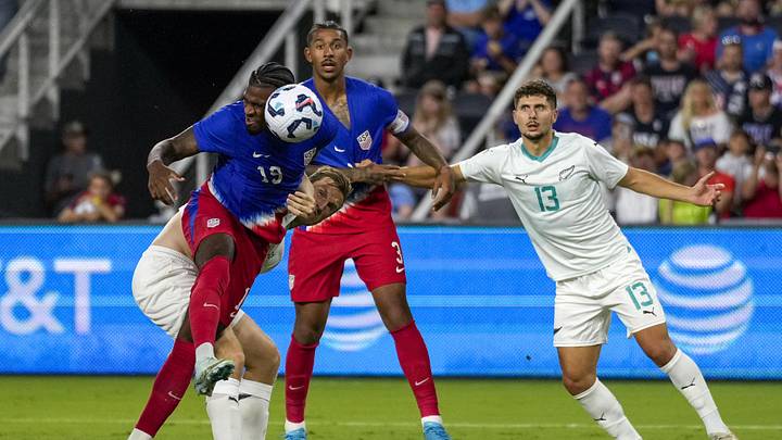 Sep 10, 2024; Cincinnati, Ohio, USA; United States forward Haji Wright (19) heads the ball toward the goal in the second half of the friendly match between the United States and New Zealand men's national teams at TQL Stadium.  Mandatory Credit: Sam Green-USA TODAY Network via Imagn Images