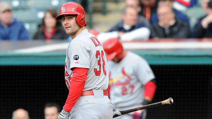 May 13, 2015; Cleveland, OH, USA; St. Louis Cardinals left fielder Pete Kozma (38) walks back to the dugout after striking out during the fourth inning against the Cleveland Indians at Progressive Field. Mandatory Credit: Ken Blaze-Imagn Images May 13, 2015; Cleveland, OH, USA; St. Louis Cardinals left fielder Pete Kozma (38) walks back to the dugout after striking out during the fourth inning against the Cleveland Indians at Progressive Field. Mandatory Credit: Ken Blaze-Imagn Images