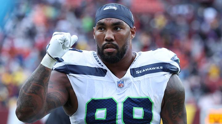 Seattle Seahawks defensive tackle Leonard Williams (99) at half time against the Washington Commanders at Northwest Stadium. Seattle Seahawks defensive tackle Leonard Williams (99) at half time against the Washington Commanders at Northwest Stadium.