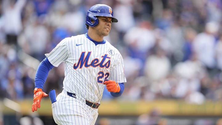 Jun 1, 2025; New York City, New York, USA; New York Mets right fielder Juan Soto (22) rounds the bases after hitting a home run against the Colorado Rockies during the eighth inning at Citi Field. Mandatory Credit: Gregory Fisher-Imagn Images Jun 1, 2025; New York City, New York, USA; New York Mets right fielder Juan Soto (22) rounds the bases after hitting a home run against the Colorado Rockies during the eighth inning at Citi Field. Mandatory Credit: Gregory Fisher-Imagn Images