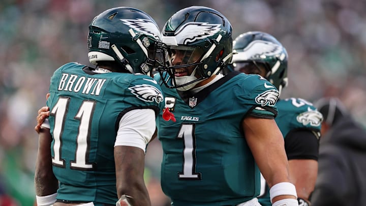 Eagles quarterback Jalen Hurts shared his reaction to A.J. Brown's cryptic tweet after the team's win over the Buccaneers. Eagles quarterback Jalen Hurts shared his reaction to A.J. Brown's cryptic tweet after the team's win over the Buccaneers.