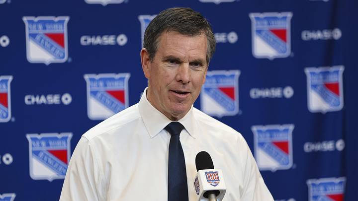 Apr 4, 2026; New York, New York, USA; New York Rangers head coach Mike Sullivan speaks to reporters after a 4-1 win against the Detroit Red Wings at Madison Square Garden. Apr 4, 2026; New York, New York, USA; New York Rangers head coach Mike Sullivan speaks to reporters after a 4-1 win against the Detroit Red Wings at Madison Square Garden.