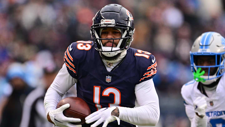 Dec 22, 2024; Chicago, Illinois, USA; Chicago Bears wide receiver Keenan Allen (13) runs after a catch against the Detroit Lions during the second quarter at Soldier Field. Mandatory Credit: Daniel Bartel-Imagn Images Dec 22, 2024; Chicago, Illinois, USA; Chicago Bears wide receiver Keenan Allen (13) runs after a catch against the Detroit Lions during the second quarter at Soldier Field. Mandatory Credit: Daniel Bartel-Imagn Images