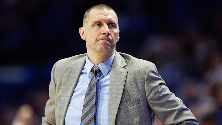 Feb 17, 2026; Lexington, Kentucky, USA; Kentucky Wildcats head coach Mark Pope looks to his bench during the second half against the Georgia Bulldogs at Rupp Arena at Central Bank Center. Mandatory Credit: Jordan Prather-Imagn Images Feb 17, 2026; Lexington, Kentucky, USA; Kentucky Wildcats head coach Mark Pope looks to his bench during the second half against the Georgia Bulldogs at Rupp Arena at Central Bank Center. Mandatory Credit: Jordan Prather-Imagn Images
