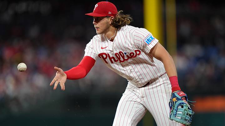 Sep 8, 2026; Philadelphia, Pennsylvania, USA; Philadelphia Phillies infielder Alec Bohm (28) flips to first against the Houston Astros in the fourth inning at Citizens Bank Park. Mandatory Credit: Kyle Ross-Imagn Images Sep 8, 2026; Philadelphia, Pennsylvania, USA; Philadelphia Phillies infielder Alec Bohm (28) flips to first against the Houston Astros in the fourth inning at Citizens Bank Park. Mandatory Credit: Kyle Ross-Imagn Images
