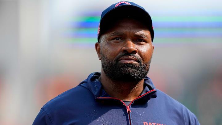 New England Patriots head coach Jerod Mayo walks for the locker room after the fourth quarter at Paycor Stadium.