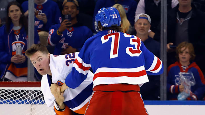 Ross Johnston has dropped the gloves with more frequency than anyone else in the Islanders' organization the last few seasons.  