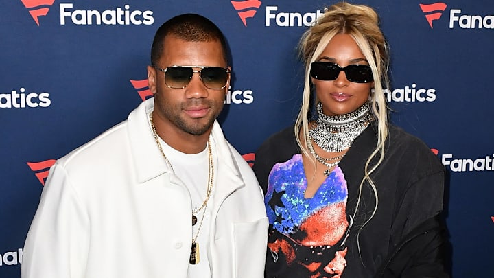 Russell Wilson and Ciara attend Michael Rubin s Fanatics Super Bowl party. Russell Wilson and Ciara attend Michael Rubin s Fanatics Super Bowl party.