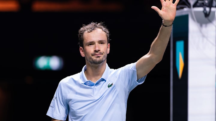 Daniil Medvedev waves to fans at the ABN AMRO Open in Rotterdam, Netherlands.