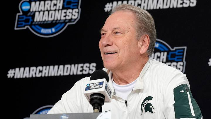 Michigan State basketball coach Tom Izzo laughs at a question during a press conference at Capital One Arena in Washington DC on Thursday, March 26, 2026.
The Spartans plays the University of Connecticut on Friday evening. Michigan State basketball coach Tom Izzo laughs at a question during a press conference at Capital One Arena in Washington DC on Thursday, March 26, 2026.
The Spartans plays the University of Connecticut on Friday evening.