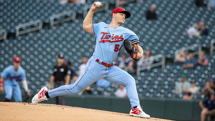 Sep 14, 2022; Minneapolis, Minnesota, USA; Minnesota Twins starting pitcher Sonny Gray (54) delivers