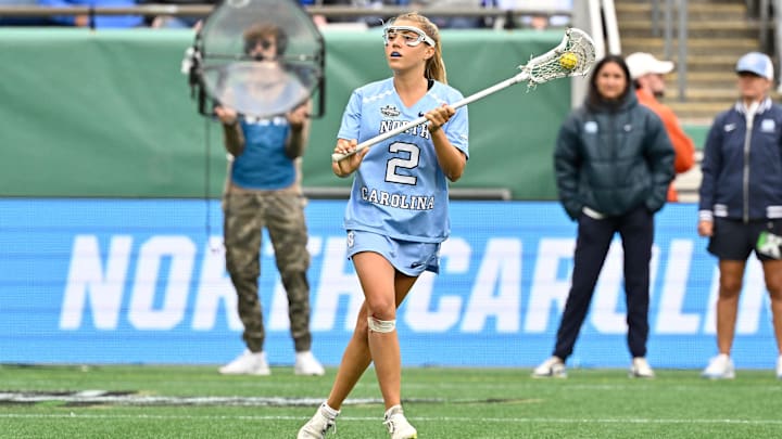 May 25, 2025; Foxborough, MA, USA; North Carolina Tar Heels attacker Chloe Humphrey (2) controls the ball against the Northwestern Wildcats during the second half at Gillette Stadium. Mandatory Credit: Eric Canha-Imagn Images