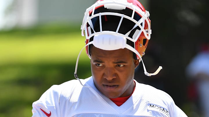 Jul 27, 2019; Kansas City, MO, USA; Kansas City Chiefs outside linebacker Breeland Speaks (57) walks to the field during training camp at Missouri Western State University. Mandatory Credit: Denny Medley-Imagn Images Jul 27, 2019; Kansas City, MO, USA; Kansas City Chiefs outside linebacker Breeland Speaks (57) walks to the field during training camp at Missouri Western State University. Mandatory Credit: Denny Medley-Imagn Images