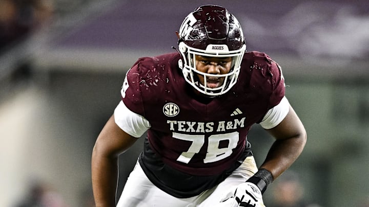 Texas A&M Aggies offensive lineman Dametrious Crownover (78) in action during the second half against the Mississippi State Bulldogs at Kyle Field. 