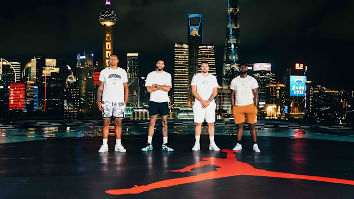 Jordan Brand basketball players Jayson Tatum, Luka Dončić, Zion Williamson and Paolo Banchero are embarking on a tour of Shanghai and Beijing to connect with local youth and foster their love for the game. Image courtesy Nike/Jordan Brand