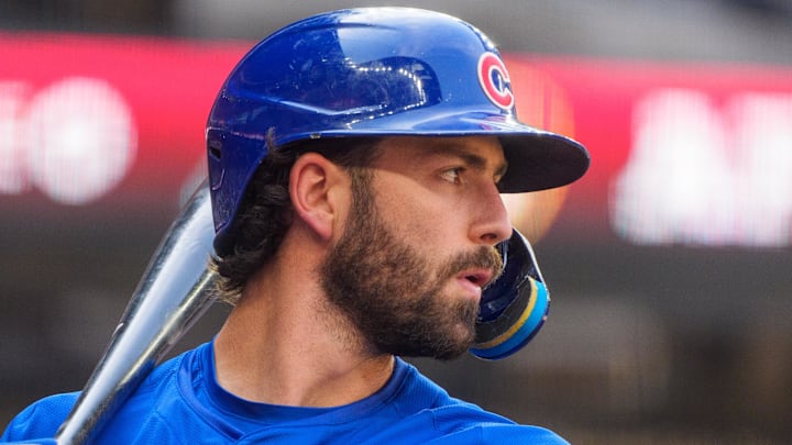 Mar 30, 2025; Phoenix, Arizona, USA;  Chicago Cubs infielder Dansby Swanson (7) watches on between pitches in the first inning during a game against the Arizona Diamondbacks at Chase Field