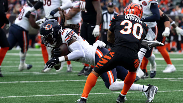 Linebacker Tremaine Edmunds makes an interception against Cincinnati. Linebacker Tremaine Edmunds makes an interception against Cincinnati.