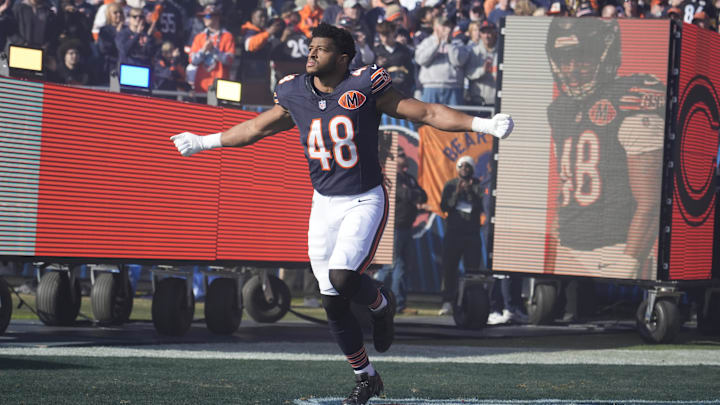 Chicago Bears linebacker D'Marco Jackson (48) takes the field prior to a game against the Pittsburgh Steelers at Soldier Field. Chicago Bears linebacker D'Marco Jackson (48) takes the field prior to a game against the Pittsburgh Steelers at Soldier Field.