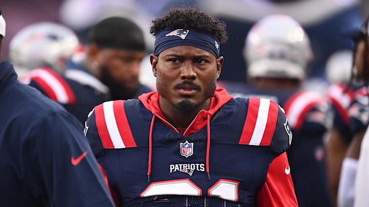 August 8, 2024; Foxborough, MA, USA;  New England Patriots cornerback Jonathan Jones (31) on the sideline during the first half against the Carolina Panthers at Gillette Stadium.