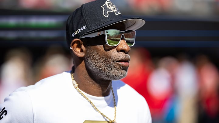 Colorado Buffalos head coach Deion Sanders against the Arizona Wildcats at Arizona Stadium.