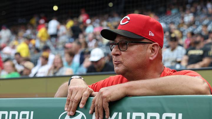 Jun 26, 2026; Pittsburgh, Pennsylvania, USA; Cincinnati Reds manager Terry Francona (77) looks out over the dugout rail against the Pittsburgh Pirates at PNC Park. Mandatory Credit: Charles LeClaire-Imagn Images Jun 26, 2026; Pittsburgh, Pennsylvania, USA; Cincinnati Reds manager Terry Francona (77) looks out over the dugout rail against the Pittsburgh Pirates at PNC Park. Mandatory Credit: Charles LeClaire-Imagn Images