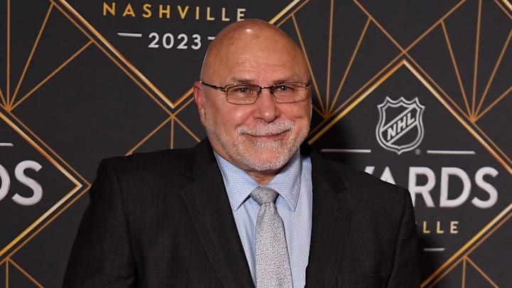 Jun 26, 2023; Nashville, Tennessee, USA; Incoming Nashville Predators general manager Barry Trotz arrives on the red carpet before the 2023 NHL Awards at Bridgestone Arena. Mandatory Credit: Christopher Hanewinckel-Imagn Images Jun 26, 2023; Nashville, Tennessee, USA; Incoming Nashville Predators general manager Barry Trotz arrives on the red carpet before the 2023 NHL Awards at Bridgestone Arena. Mandatory Credit: Christopher Hanewinckel-Imagn Images