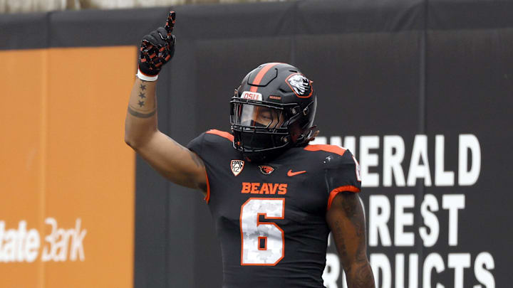 Nov 11, 2023; Corvallis, Oregon, USA; Oregon State Beavers running back Damien Martinez (6)
