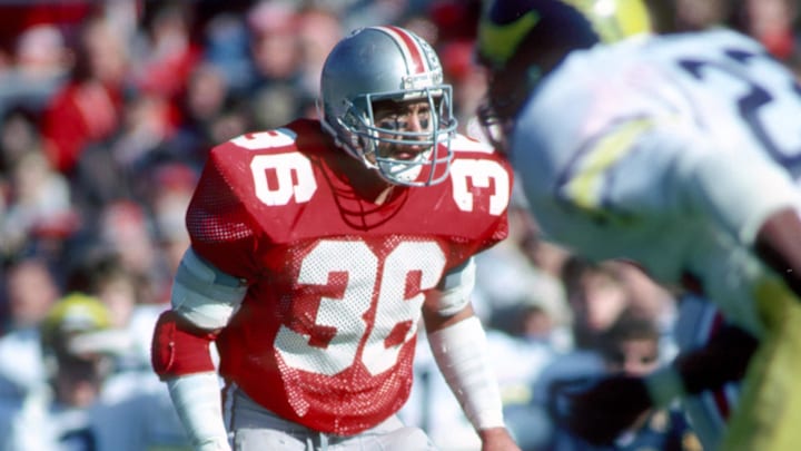 Nov 1986; Columbus, OH, USA; FILE PHOTO; Ohio State Buckeyes linebacker # 36 Chris Spielman in action against the Michigan Wolverines during the 1986 season. Mandatory Credit: Photo By Malcolm Emmons-Imagn Images Nov 1986; Columbus, OH, USA; FILE PHOTO; Ohio State Buckeyes linebacker # 36 Chris Spielman in action against the Michigan Wolverines during the 1986 season. Mandatory Credit: Photo By Malcolm Emmons-Imagn Images