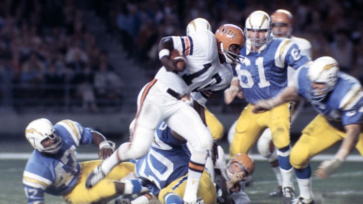 Oct 4, 1969; San Diego, CA, USA: FILE PHOTO; Cincinnati Bengals defensive back Ken Riley (13) in action against the San Diego Chargers at San Diego Stadium. Mandatory Credit: Long Photography-Imagn Images