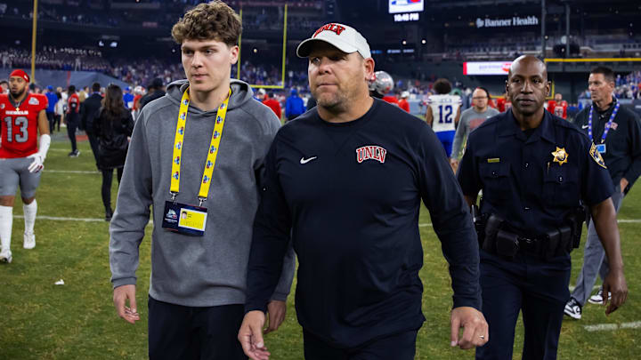 UNLV Rebels head coach Barry Odom (right) with son Garyt Odom 