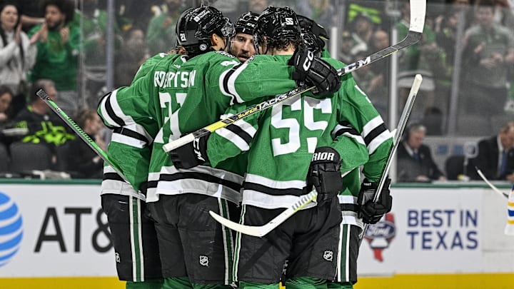 Apr 9, 2024; Dallas, Texas, USA; Dallas Stars defenseman Chris Tanev (3) and center Joe Pavelski