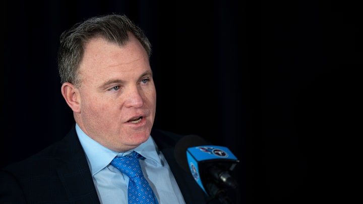 Tennessee Titans general manager Mike Borgonzi introduces Robert Saleh to the media at the new head coach’s introductory press conference at Ascension Saint Thomas Sports Park in Nashville, Tenn., Thursday, Jan. 29, 2026. Tennessee Titans general manager Mike Borgonzi introduces Robert Saleh to the media at the new head coach’s introductory press conference at Ascension Saint Thomas Sports Park in Nashville, Tenn., Thursday, Jan. 29, 2026.