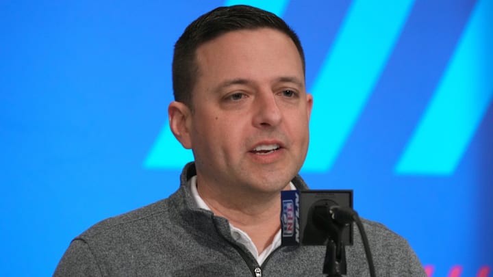Feb 27, 2024; Indianapolis, IN, USA; New England Patriots director of scouting Eliot Wolf during the