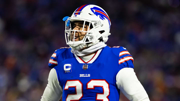 Jan 21, 2024; Orchard Park, New York, USA; Buffalo Bills safety Micah Hyde (23) against the Kansas