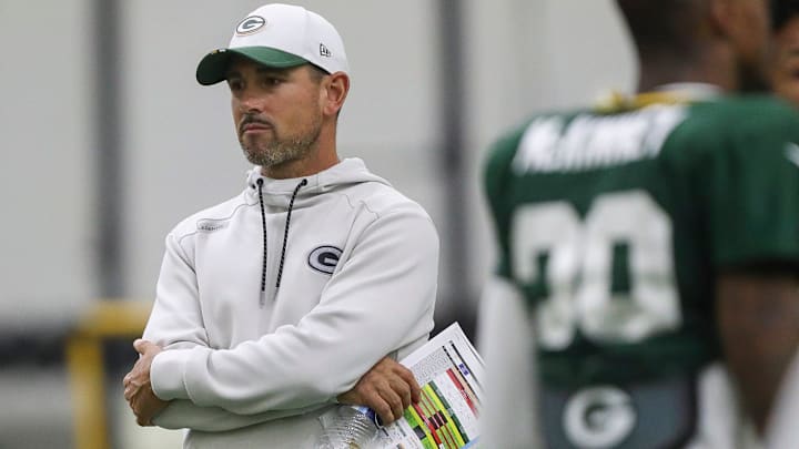 Green Bay Packers head coach Matt LaFleur surveys practice on Wednesday, September 3, 2025, at Clarke Hinkle Field in Ashwaubenon, Wis. 
