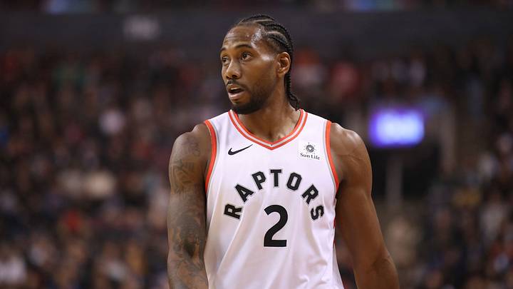 Oct 19, 2018; Toronto, Ontario, CAN; Toronto Raptors forward Kawhi Leonard (2) during their game against the Boston Celtics at Scotiabank Arena. The Raptors beat the Celtics 113-101. Mandatory Credit: Tom Szczerbowski-USA TODAY Sports Oct 19, 2018; Toronto, Ontario, CAN; Toronto Raptors forward Kawhi Leonard (2) during their game against the Boston Celtics at Scotiabank Arena. The Raptors beat the Celtics 113-101. Mandatory Credit: Tom Szczerbowski-USA TODAY Sports