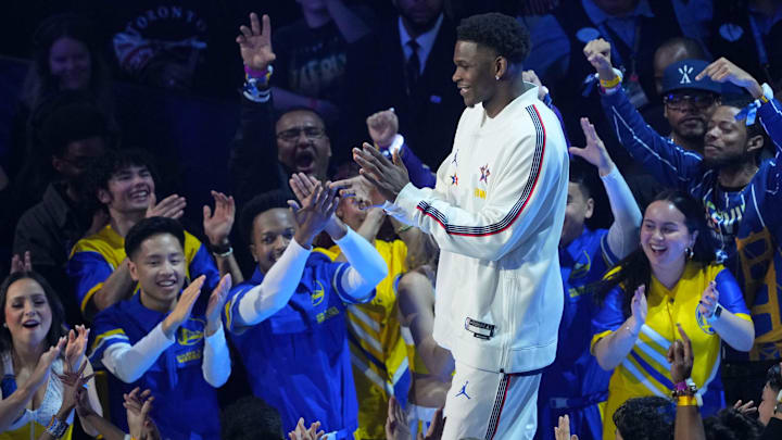 Kenny's Young Stars guard Anthony Edwards of the Minnesota Timberwolves during introductions before the NBA All-Star Game at Chase Center in San Francisco on Feb. 16, 2025.