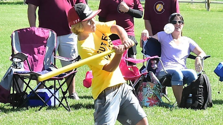 Kenny Kuhn of the Butter Makers prepares to hit the ball in a game against the Thunderwolves on Tuesday, June 25, 2019, at the Fort Collins Baseball Club's annual Wiffles and Waffles event at Spring Canyon Community Park.

Kuhn Hits