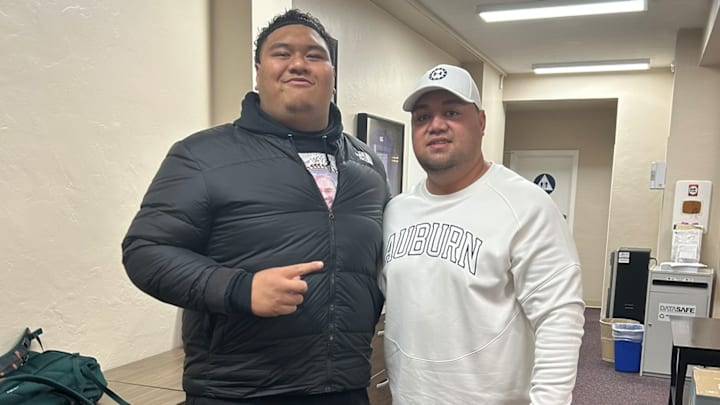 Peter Langi, Husky OL recruit, is shown on an Auburn visit. 